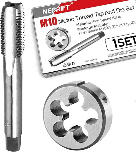 M12 x 1.25 Tap and Die Set, M12 X 1.25mm Metric Right Hand Machine Thread Tap and Round Die, High-Speed Steel 6542, for Automotive Parts Repair and Metalworking in Kuwait