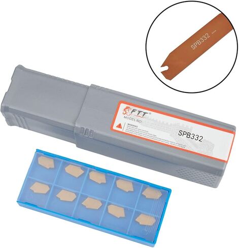 إدراجات كربيد قابلة للفهرسة SP300 وحامل أدوات قطع الحز SPB332 SPB32-3، متوافق مع SMBB1632/2032/2532، طول 150 مم وسمك 2.4 مم وارتفاع 32 مم، مجموعة أدوات تشغيل معدنية 10 قطع باستخدام الحاسب الآلي in Kuwait
