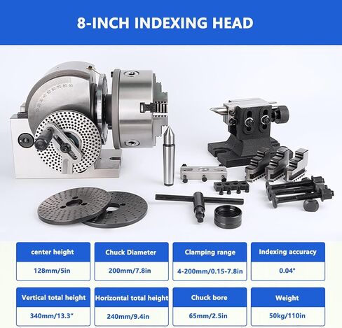 مجموعة رأس مقسمة ذات 3 فكات دقيقة لآلة الطحن، طاولة دوارة 4/5/6/8 بوصة، 0-90 درجة قابلة للتعديل، نسبة تخفيض 1:90، مثالية للميكانيكيين وأشغال المعادن in Kuwait