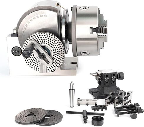8 Inch Precision Dividing Head Set with 3 Jaw Chuck, 0-90° Rotary Table Tailstock for Milling Machines, 1:90 Reduction Ratio, Ideal for Precision Machining in Saudi Arabia