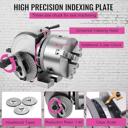 Dividing Head Milling Set with 3-Jaw Chuck & Tailstock for Precision Milling, Grinding, Drilling - Ideal for Metalworking & Machining Enthusiasts in Saudi Arabia