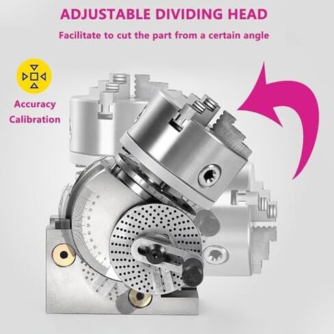 Dividing Head Milling Set with 3-Jaw Chuck & Tailstock for Precision Milling, Grinding, Drilling - Ideal for Metalworking & Machining Enthusiasts in Saudi Arabia