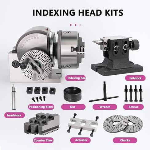 3-Jaw Chuck Dividing Head Milling Set with Tailstock for Precision Milling, Grinding, and Drilling Machines - Ideal for Metalworking and Applications in Saudi Arabia