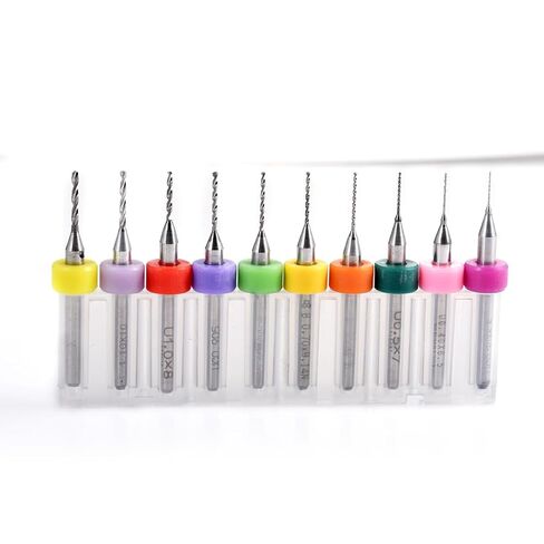 10 Pcs Tungsten Carbide Macro Drill Bits, PCB Drill Bits for Jewelry, CNC, Soft Metals, Model Making, Wood - Cutting Dia: 1.1mm, 1.2mm, 1.3mm, 1.4mm, 1.5mm, 1.6mm, 1.7mm, 1.8mm, 1.9mm, 2.0mm in Kuwait