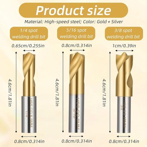 3pcs Spot Weld Cutter 6.5/8/10mm Spot Weld Drill Bit Titanium High Speed Steel Spots Welds Removal Tool Welding Equipment in Saudi Arabia