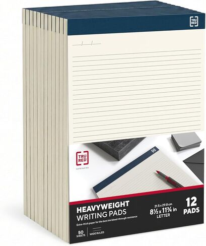Staples Tru Red Notepads ، 8.5 بوصة × 11.75 بوصة ، محكم الضيق ، أبيض ، 50 ورقة/وسادة ، 12 وسادة/حزمة (TR57384) in Kuwait