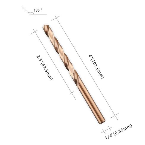 LU&MN M35 Cobalt HSS لقمة مثقاب ملتوية بطول Jobber مع ساق مستقيمة، شديدة التحمل، حفر للحديد الزهر، الفولاذ المعالج بالحرارة، الفولاذ المقاوم للصدأ والمواد الصلبة الأخرى، 10 قطع، 1/4 بوصة in Kuwait