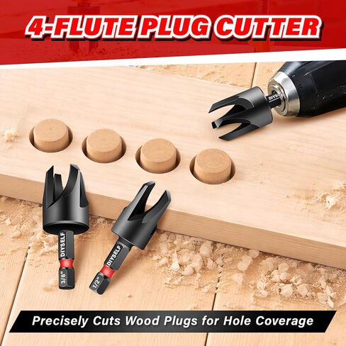 DIYSELF 15PCS Countersink Drill Bit Set for Woodworking, 1/4 Countersink Drill Bit, M2 Cobalt HSS Tapered Bits, Wood Plug Cutters, Collars&Extension, Counter Sink Drill Bit for Wood in Kuwait