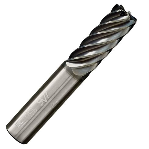 SCT20734 SV7 7-Flute، قطر 1/2 بوصة، طول القطع 1-1/4 بوصة، نصف قطر الزاوية .015 بوصة، القطع المركزي، 3 بوصة OAL، مطلي، قطر عرقوب 1/2 بوصة، مطحنة نهاية كربيد الحلزون المتغيرة عالية الأداء للمواد الحديدية in Kuwait