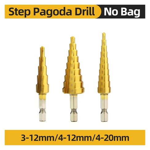 1/3/6 قطع HSS التيتانيوم خطوة مثقاب الحفر لخشب معدني مجموعة متدرجة عالية السرعة أدوات كهربائية 3-12 4-12 4-20 4-32 مم (3-12 4-12 4-20) in Kuwait