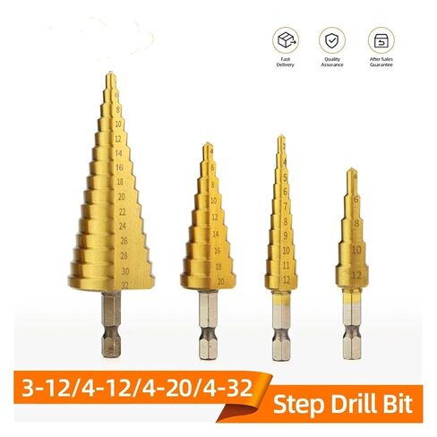 1/3/6 قطع HSS التيتانيوم خطوة مثقاب الحفر لخشب معدني مجموعة متدرجة عالية السرعة أدوات كهربائية 3-12 4-12 4-20 4-32 مم (3-12 4-12 4-20) in Kuwait