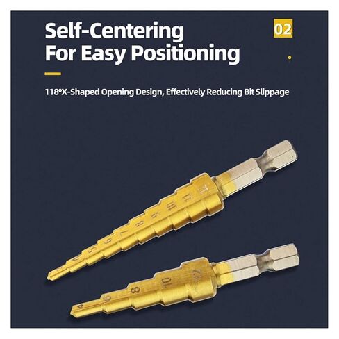 1/3/6 قطع HSS التيتانيوم خطوة مثقاب الحفر لخشب معدني مجموعة متدرجة عالية السرعة أدوات كهربائية 3-12 4-12 4-20 4-32 مم (3-12 4-12 4-20) in Kuwait