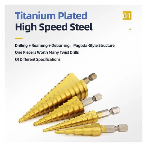 1/3/6 قطع HSS التيتانيوم خطوة مثقاب الحفر لخشب معدني مجموعة متدرجة عالية السرعة أدوات كهربائية 3-12 4-12 4-20 4-32 مم (3-12 4-12 4-20) in Kuwait