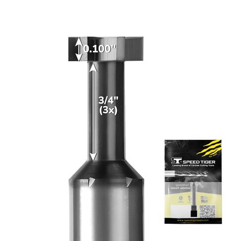 SPEED TIGER IT6T Keyseat Cutter T-Slot Undercutting End Mill, Dia. 1/4",Cutter Width 0.040", Neck Dia.1/8",Neck Length 3/8",Shank Dia. 1/4",OAL 2-1/2", 6Flutes,for Alloy Steels, Hardened Steel, Metal in Kuwait