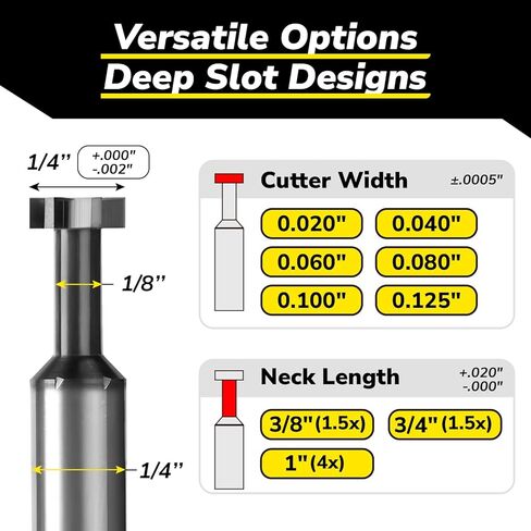 SPEED TIGER IT6T Keyseat Cutter T-Slot Undercutting End Mill, Dia. 1/4",Cutter Width 0.040", Neck Dia.1/8",Neck Length 3/8",Shank Dia. 1/4",OAL 2-1/2", 6Flutes,for Alloy Steels, Hardened Steel, Metal in Kuwait