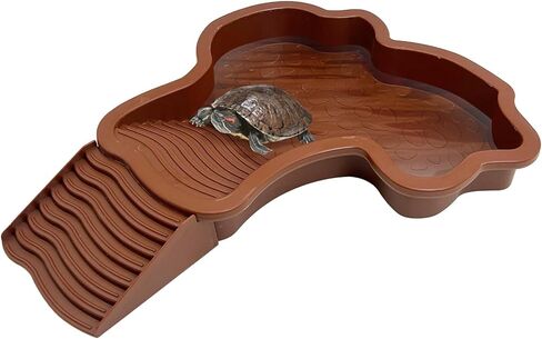 PINVNBY 3 PCS Tortoise Water Dish Plastic Reptile Bathing Pool with Removable Ramp and Leaf Reptile Food Dish & Water Bowl Tortoise Habitat Accessories for Turtle Lizard Gecko Snake (Yellow) in Saudi Arabia