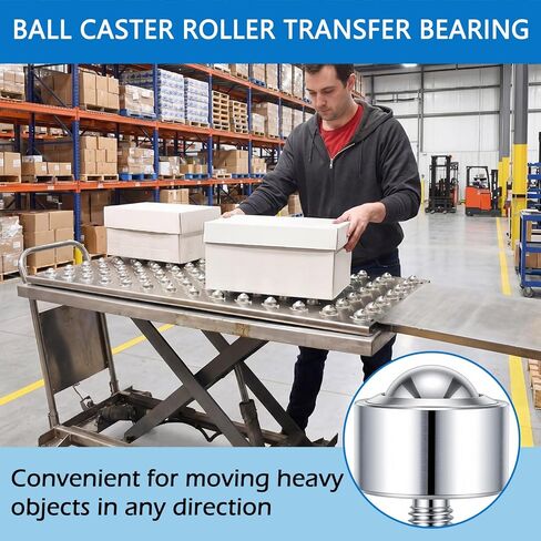 4 Pcs 1 Inch Heavy Duty Steel Ball Transfer Bearing Roller, 1560 Lbs Total Load Capacity, 360° Conveyor Roller, Ball Transfer Unit with Thread Stem for Workbench Table in Kuwait