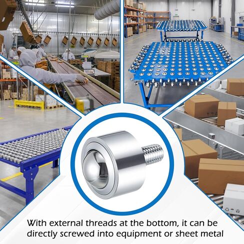 4 Pcs 1 Inch Heavy Duty Steel Ball Transfer Bearing Roller, 1560 Lbs Total Load Capacity, 360° Conveyor Roller, Ball Transfer Unit with Thread Stem for Workbench Table in Kuwait