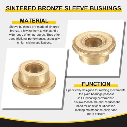 uxcell 10Pcs Flange Sleeve Bearings, 5mm Bore x 9mm OD x 10mm Length, Self-Lubricating Sintered Bronze Bushings in Saudi Arabia