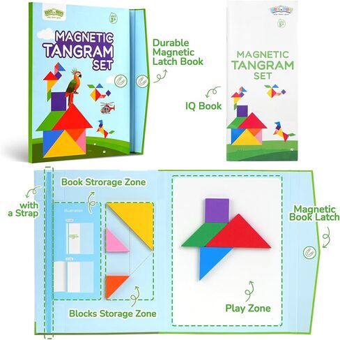 Benben Travel Tangram Puzzle ، Magnetic Wooden Mattery Pattern Jigsaw مع كتاب تحدي الذكاء ، ألعاب ROAD Airplane Road Trip Mames للأطفال البالغين ، ألعاب تعليمية صغيرة في الدماغ in Saudi Arabia