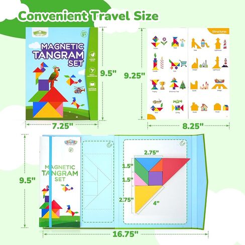 Benben Travel Tangram Puzzle ، Magnetic Wooden Mattery Pattern Jigsaw مع كتاب تحدي الذكاء ، ألعاب ROAD Airplane Road Trip Mames للأطفال البالغين ، ألعاب تعليمية صغيرة في الدماغ in Saudi Arabia