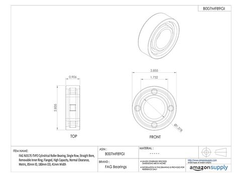 FAG Bearings NU2207E-TVP2 Single Row Cylindrical Roller Bearing, Straight Bore, Removable Inner Ring, High Capacity, Polyamide Cage, Normal Clearance, 35mm ID, 72mm OD, 23mm Width in Saudi Arabia