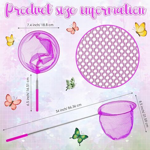 Sosation 6 Pcs Kids Telescopic Butterfly Fishing Nets Colorful Bug Catching Nets Outdoor Tools for Catching Butterfly Insects Bug Fish Ladybird, Extendable from 15 Inch to 34 Inch in Saudi Arabia