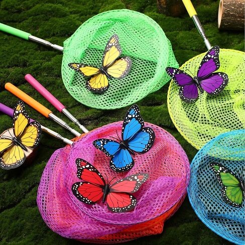 Sosation 6 Pcs Kids Telescopic Butterfly Fishing Nets Colorful Bug Catching Nets Outdoor Tools for Catching Butterfly Insects Bug Fish Ladybird, Extendable from 15 Inch to 34 Inch in Saudi Arabia