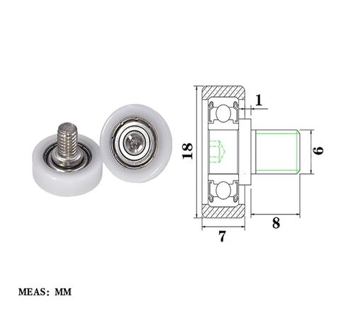 Externally Threaded POM Plastic Bearing BS69618-7C1L8M6 high wear-Resistant Nylon Threaded Guide Wheel in Saudi Arabia