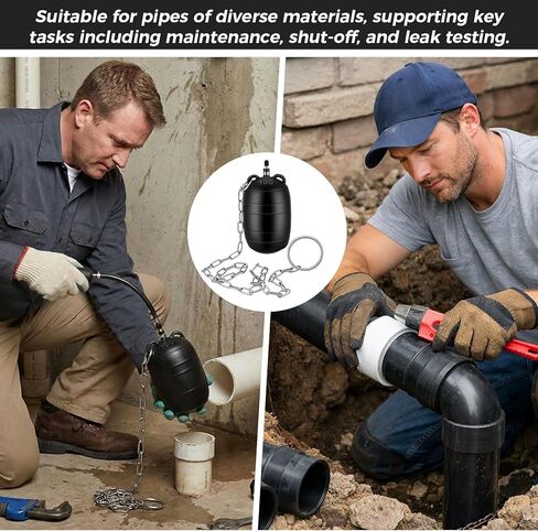 قابس أنبوب قابل للنفخ مقاس 4 بوصات، طقم توصيل اختبار الصرف الصحي مع خرطوم هواء قوي بطول 3.3 قدم وسلسلة سحب آمنة لفحص خطوط أنابيب الصرف الصحي، واختبار ضغط خطوط الأنابيب، وحجب الصرف in Kuwait