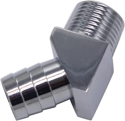 45 Degree Heater Hose Intake Manifold Fitting 1/2" NPT to 5/8" Barb Chrome Finish Compatible with 1/2" NPT Port Intake Manifold or Water Pump in Saudi Arabia