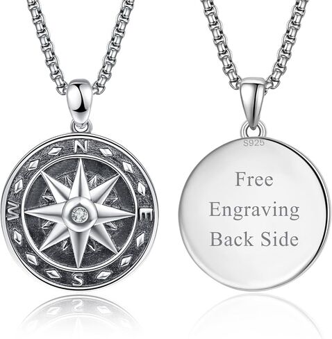 KINGWHYTE Compass Pendant 925 Sterling Sliver Irish Celtic Knot Compass Necklace Graduation Birthday Jewelry(Gold) in Kuwait