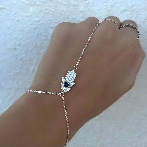 Long tiantian Hand Chain Bracelet Hand Bracelet Bracelet Ring Hand Chain Ring Bracelet Hand Chain Ring Chain Bracelet Gothic Evil Eye Charm Bracelet Luck Ring Bracelet Jewelry in Kuwait