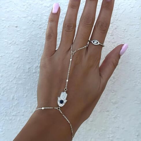 Long tiantian Hand Chain Bracelet Hand Bracelet Bracelet Ring Hand Chain Ring Bracelet Hand Chain Ring Chain Bracelet Gothic Evil Eye Charm Bracelet Luck Ring Bracelet Jewelry in Kuwait