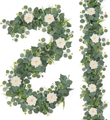 2 Pack 5.68 FT Artificial Daisy Garland with 3D Butterfly, Hanging Fake Flowers Greenery Eucalyptus Garland Floral Vines for Wedding Table Home Party Room Decor in Kuwait