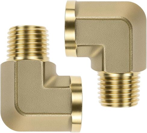 كوع شارع نحاسي 90 درجة من QWORK، 2 حزمة 1/4 بوصة NPT ذكر × 1/4 بوصة NPT أنثى مزورة، موصل نحاسي عالي الحرارة، تجهيزات أنابيب NPT in Saudi Arabia