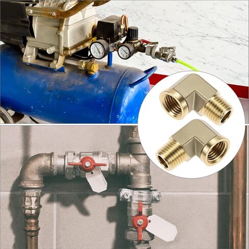 كوع شارع نحاسي 90 درجة من QWORK، 2 حزمة 1/4 بوصة NPT ذكر × 1/4 بوصة NPT أنثى مزورة، موصل نحاسي عالي الحرارة، تجهيزات أنابيب NPT in Saudi Arabia