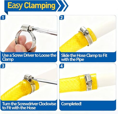 Hose Clamp Kit, 120 pcs Stainless Steel Hose Clamps Assortment Kit Adjustable 1/4'' -1/2'', Worm Gear Hose Clamps For Garden and Water Pipe, Automotive,Radiator Plumbing,Fuel Line in Saudi Arabia