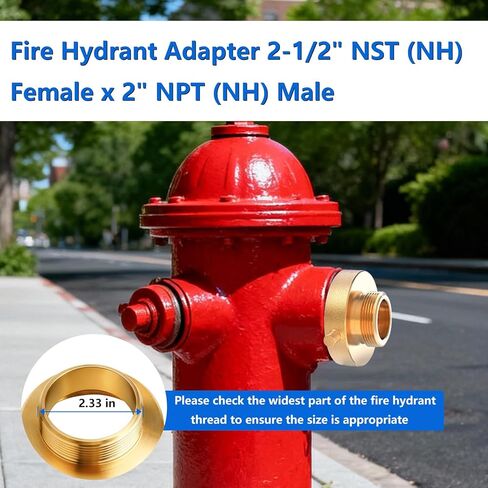 2-1/2" NST (NH) Female x 2" NPT Male Fire Hydrant Adapter,Brass Fire Hose Hydrant Connector with Pin Lug in Kuwait