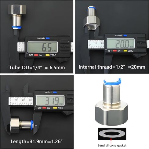 1/2" Female Thread to 1/4" Quick Connect Adapter, Stainless Steel Water Filter Fitting for RO Water Purifiers, Reverse Osmosis Filtration Systems - Quick Push-to-Connect Pipe Fitting in Saudi Arabia
