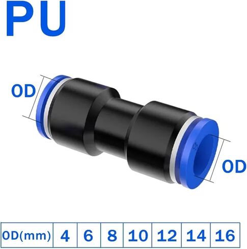 PG تركيب هوائي 4 6 8 10 12 متر موصلات توصيل 3Way الأنابيب البلاستيكية خرطوم وصلة أنبوب 100 قطعة (8-6(100 قطعة)) in Kuwait