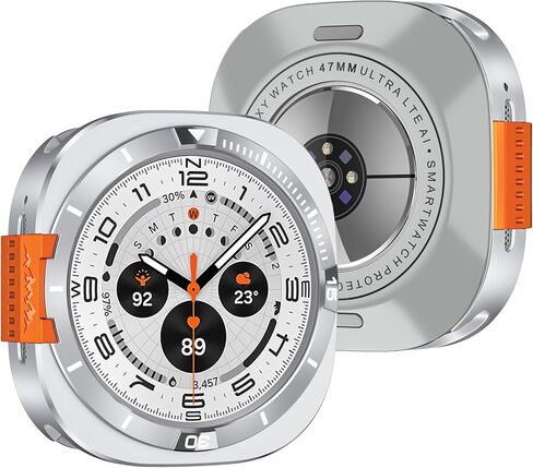 VeveXiao 2 in 1 Metal Rugged Case Compatible with Samsung Galaxy Watch 7 Ultra Case, Aluminum Shockproof Protective Bumper Cover for Galaxy Watch 7 Ultra (2024) 47mm Metal Cover (Blue White 1) in Kuwait