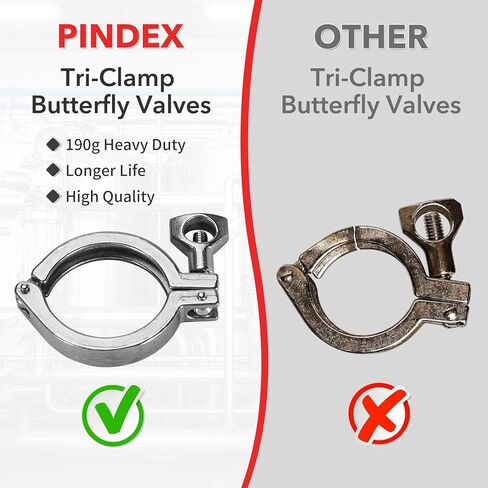 Pindex 10 عبوات 2 بوصة 190 جرام مشبك ثلاثي عالي التحمل مع حشية سيليكون 304 تركيبات صحية من الفولاذ المقاوم للصدأ TC in Kuwait