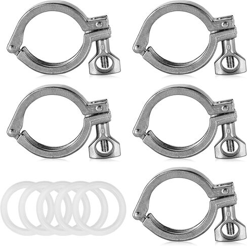 Pindex 10 Pack 2 Inch 190g Heavy Duty Tri Clamp with Silicone Gasket 304 Stainless Steel Sanitary TC Fittings in Kuwait