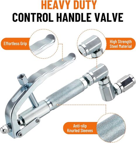 Grease Control Handle Valve for Grease Pump, 18" Flexible Spout with 4 Jaws Coupler, 1/4" NPT(f) Inlet Thread, 7500 PSI Max Working Pressure, 360 Degree Z Swivel Design in Saudi Arabia