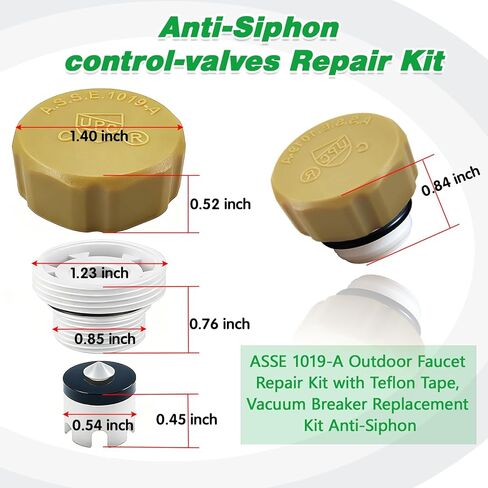 Anti-Siphon Industrial-control-valves Repair Kit， ASSE 1019-A Vacuum Breaker Check Valve Replacement Kits with Decorative Cover, Plastic Body,Plunger and O-Ring,1 Pack in Kuwait