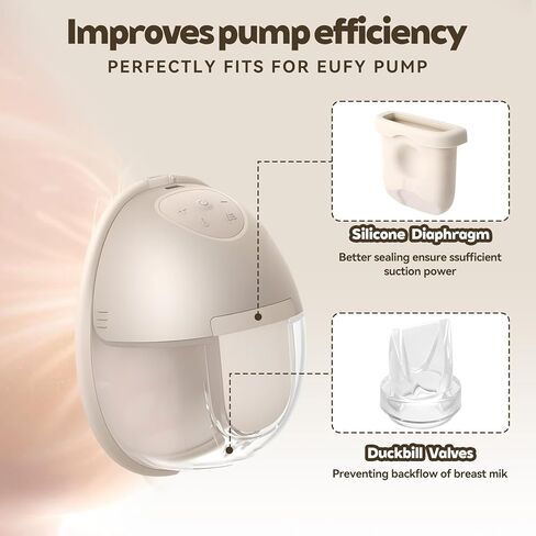 12pcs Breast Pump Parts for eufy, Includes 4pcs Silicone Diaphragms & 8pcs Duckbill Valves Wearable Breast Pump Replacement Accessories Compatible with eufy S1 Pro/S1/E10/E20 in Kuwait