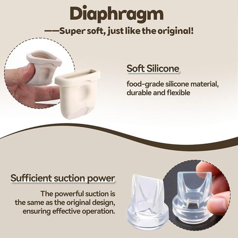 12pcs Breast Pump Parts for eufy, Includes 4pcs Silicone Diaphragms & 8pcs Duckbill Valves Wearable Breast Pump Replacement Accessories Compatible with eufy S1 Pro/S1/E10/E20 in Kuwait