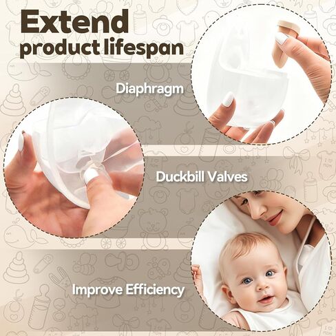 12pcs Breast Pump Parts for eufy, Includes 4pcs Silicone Diaphragms & 8pcs Duckbill Valves Wearable Breast Pump Replacement Accessories Compatible with eufy S1 Pro/S1/E10/E20 in Kuwait