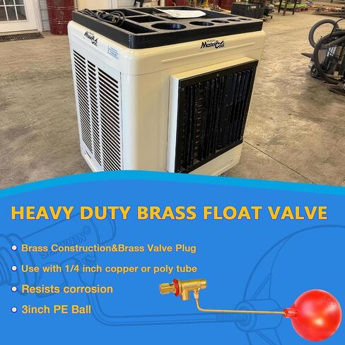 Heavy Duty Float Valve for Evaporative Coolers – 1/4″ OD Compression Inlet & 3″ Round Float, Brass Construction in Saudi Arabia